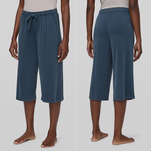 Lululemon Flow In Elegance Crop Blue Cupro Drape Wide Leg Lounge Pants Sz 4 - Picture 1 of 9